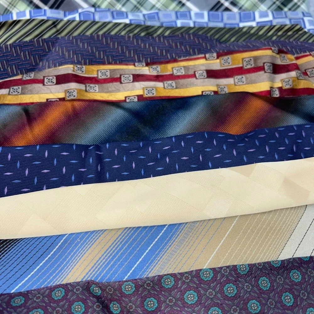 Assorted Patterns Mens Multicolor Unbranded Neck Tie Lot Crafting Quilting 10pc